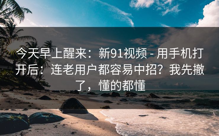 今天早上醒来：新91视频 - 用手机打开后：连老用户都容易中招？我先撤了，懂的都懂